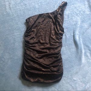 One shoulder dress top with jewel accents